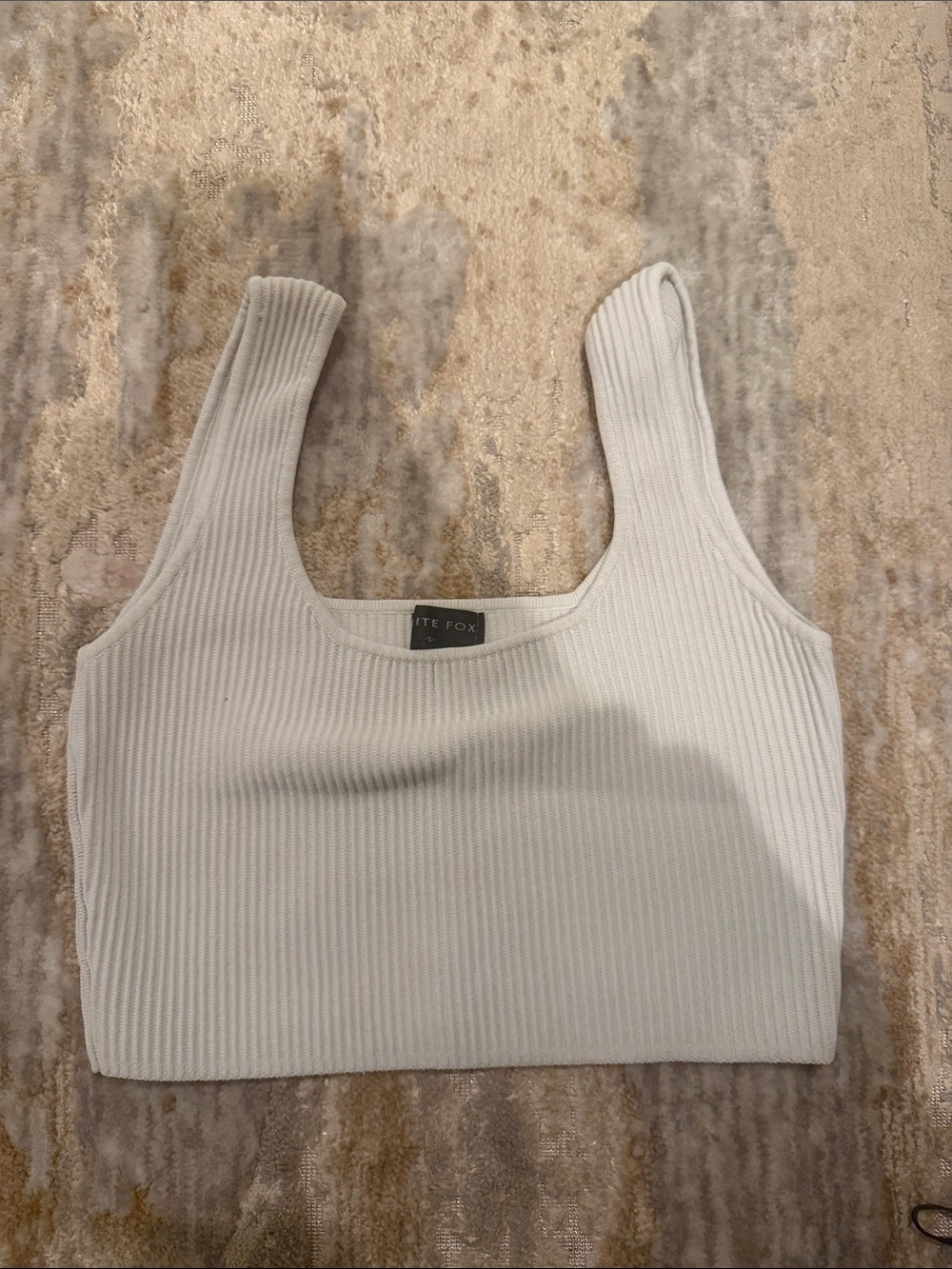 White Fox Boutique Ribbed Cream Square Crop Tank